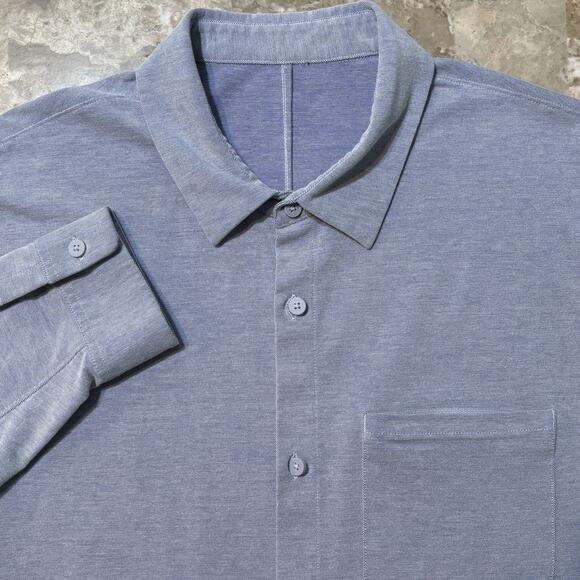Lululemon Shirt Mens XL Blue Commission Long Sleeve Button Stretch Office - Picture 1 of 11